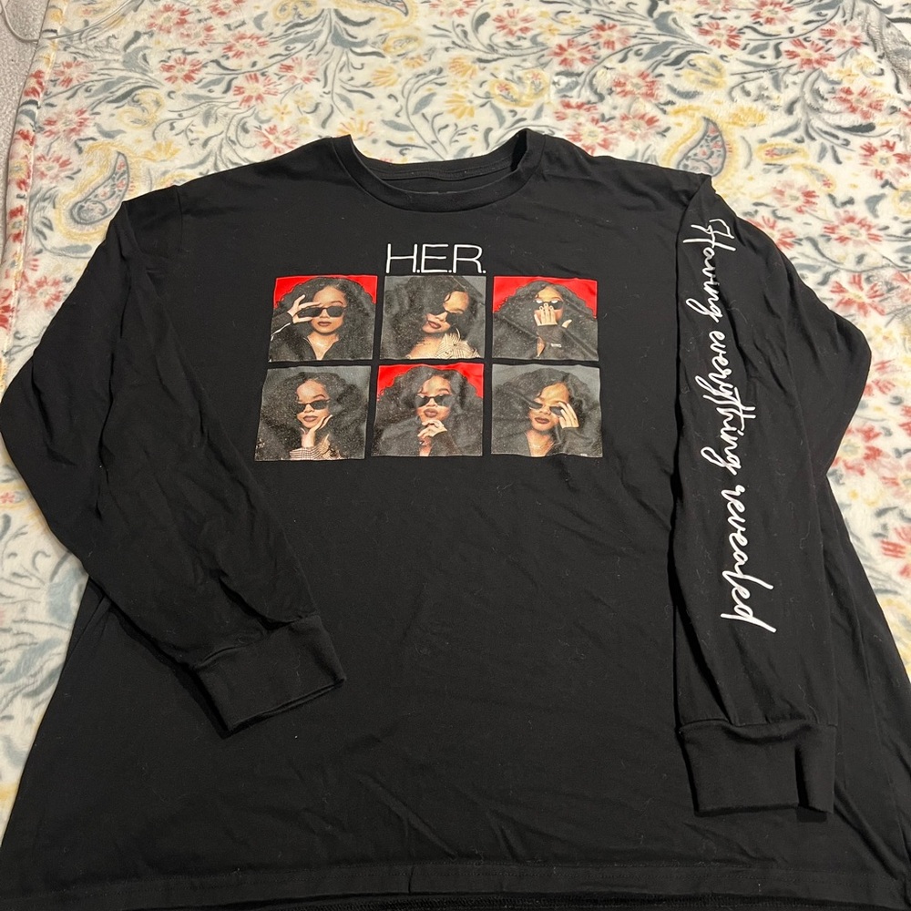 HER Black Graphic Long Sleeve Shirt size2XL